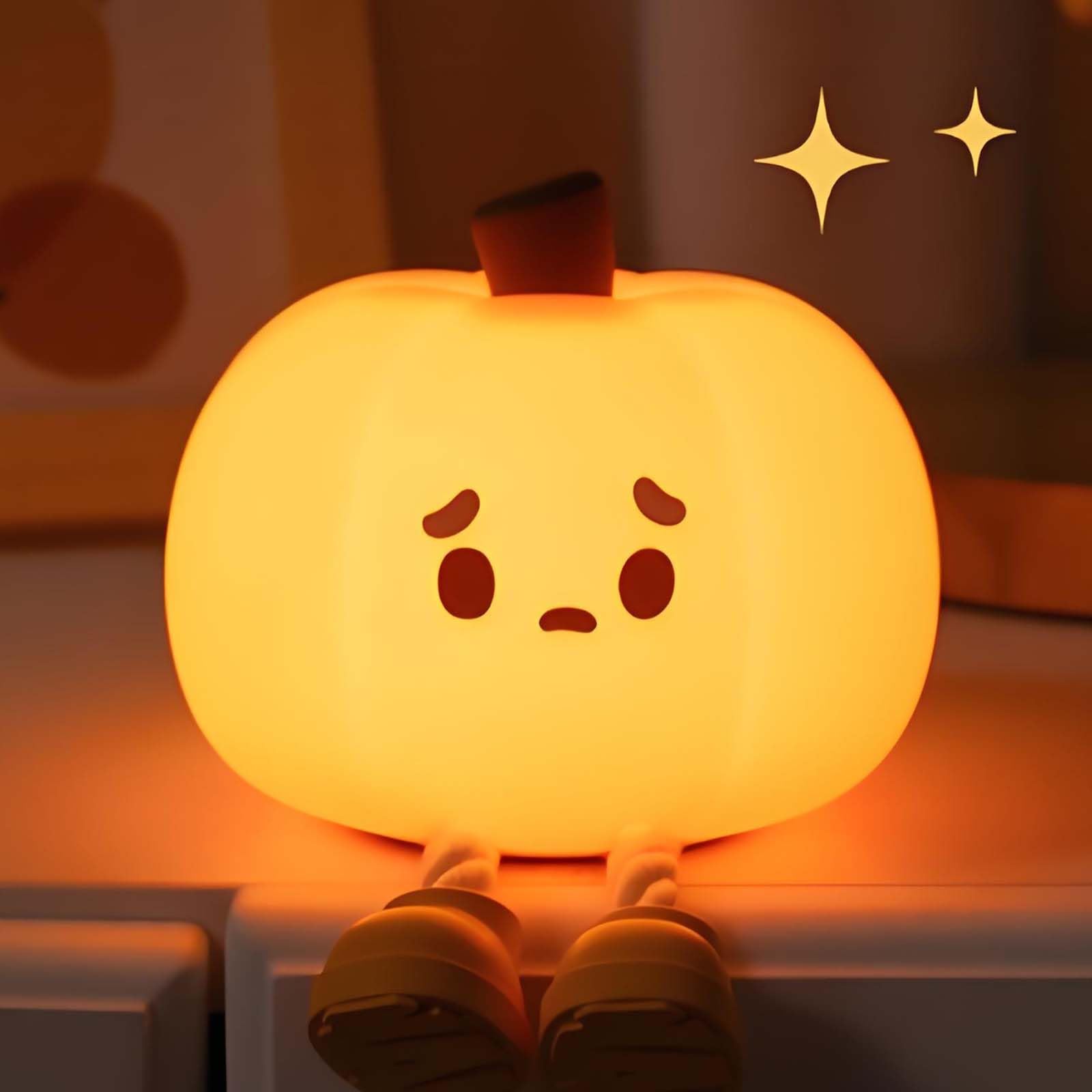 SXDMOUBK Squishy Pumpkin Light, Nursery Night Light, Rechargeable Bedside Lamp with 3-Level Timer, Cute Touch Control Nightlight for Breastfeeding, Halloween Decor, Cordless Kids Room Gift