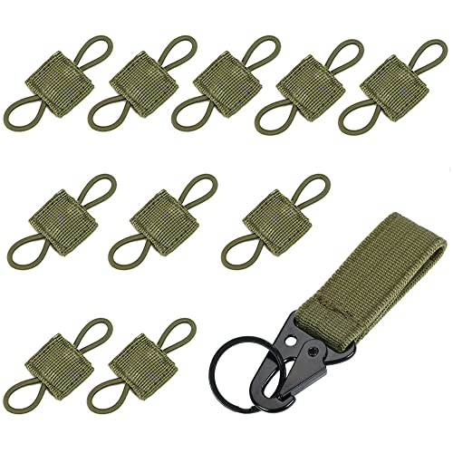 DXiongW 10 Uds Llavero Táctico Clip de Cinturón para Bolsa MOLLE Accesorio de Mochila Multifuncional Retenedor Táctico Tácticas y 1pc Gancho Táctico para Colgar para Camping Senderismo Al Aire Libre