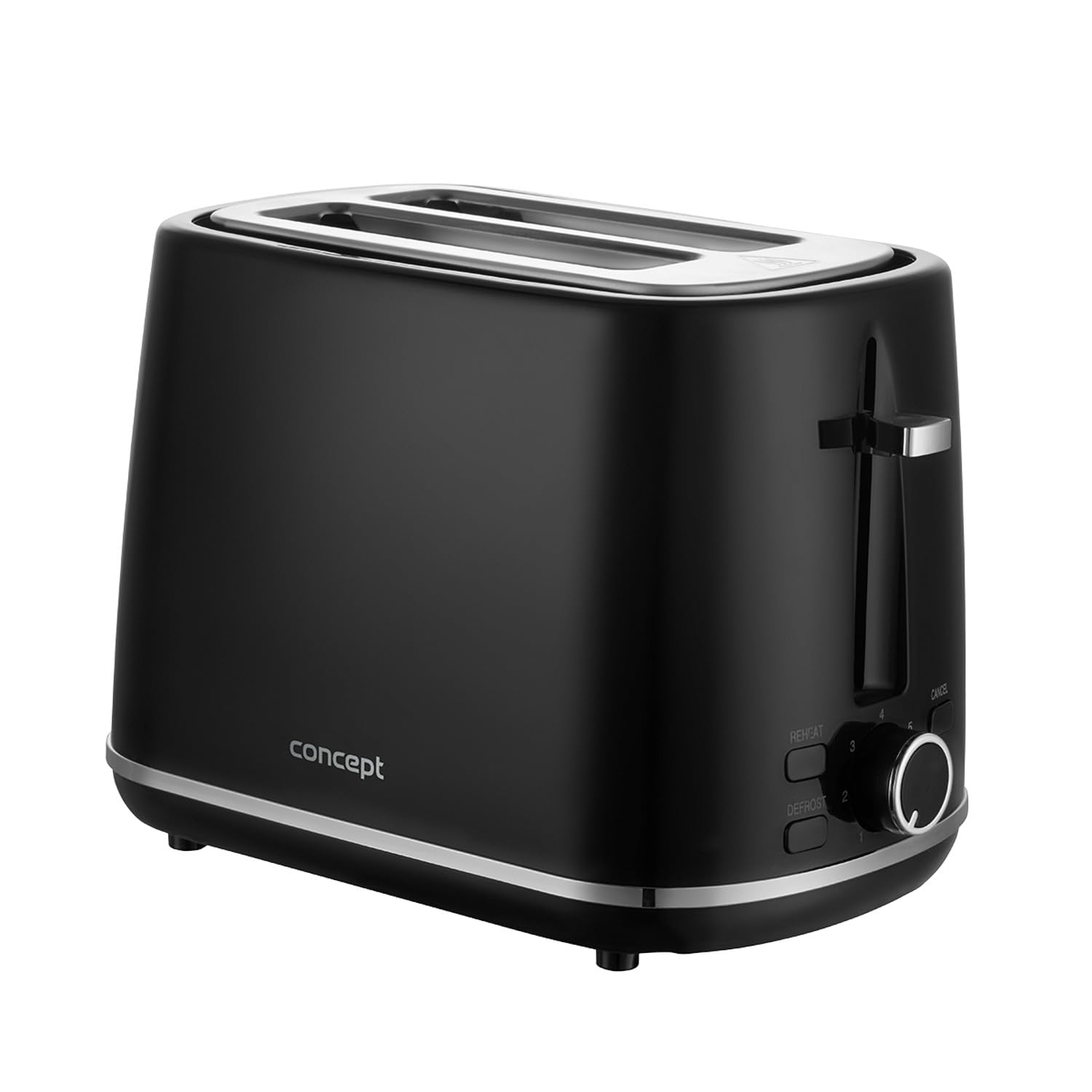 Concept TE2075 Tostadora eléctrica 930 W 7 niveles de bronceado Función de descongelación/calentamiento/función de calor instantáneo Expulsión y apagado automáticos del pan Negro