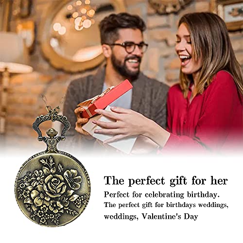 Boshiya Flower Series Steampunk Quartz Fob Retro Half Hunter Scale Pocket Watches For Women With Gift Box #TOP6