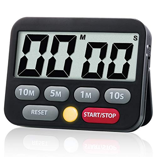 Quickloong Digital Electronic Kitchen Timer, Loud Alarm and Mute Optional, Magnet and Stand, Time Management Tool For Cooking, Classroom Teaching, Kids Timer (Black)