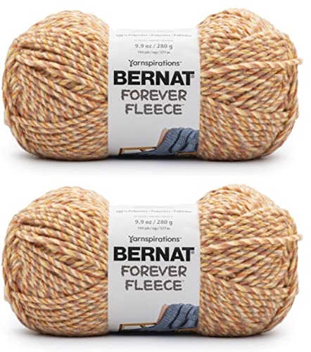 Image of Bernat Forever Fleece Orange Sun Yarn - 2 Pack of 280g /9.9oz - Polyester - 6 Super Bulky - 194 Yards - Knitting /Crochet