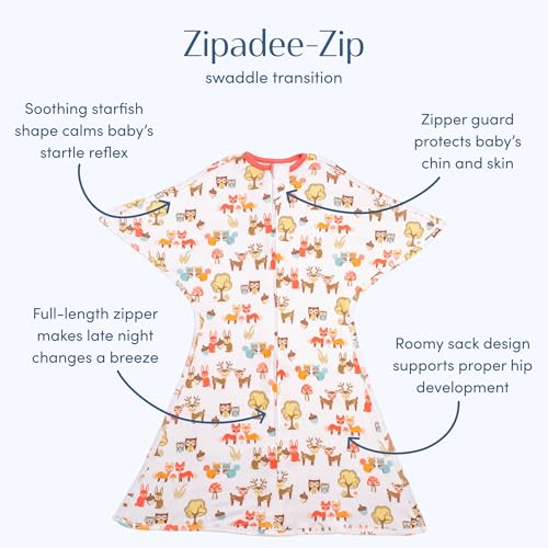 Image of SleepingBaby Zipadee-Zip Transition Swaddle - Cozy Baby Swaddle Blanket with Zipper Convenience - Roomy Wearable Blanket for Easy Diaper Changes - Woodlands, Large (12-24 Months)