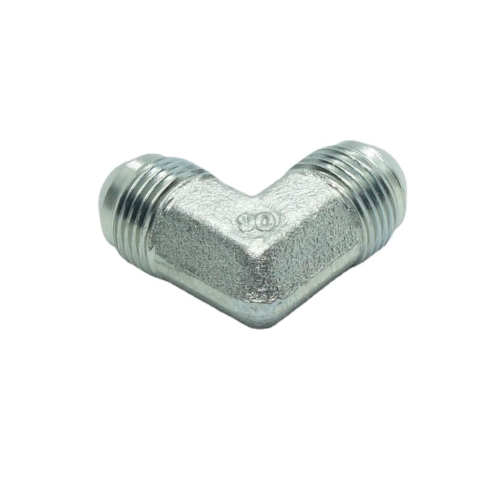 Image of 2 Pcs Hydraulic 1 /2 inch JIC (3 /4 inch-16) 37 Flare Male x 1 /2 inch JIC (3 /4 inch-16) 37 Flare Male Elbow Adapter Steel Plated