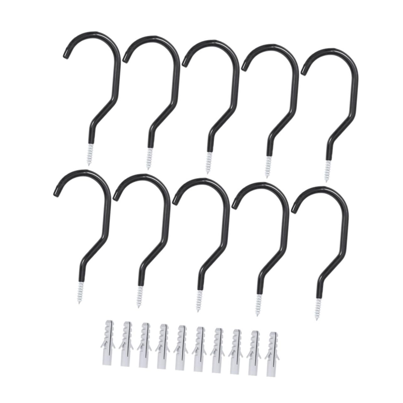Gancio per Bici Muro Nero 10 Pezzi con 10 Bulloni Resistenti | Acciaio e Plastica, per Garage e Soffitto, Installazione Semplice, Set da 10 Pezzi