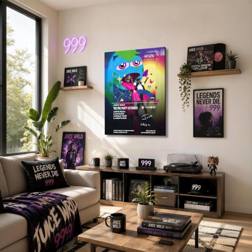 Image of Juice WRLD Canvas Wall Art, Rapper Collage Poster Print, Hip Hop Music Artwork for Bedroom Studio Gaming Room Decor, Vibrant Album Cover Picture Print Framed Music Wall Painting 11X14