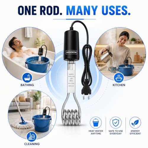Image of HashWOW 1500W Immersion Water Heater Rod for Bucket, ISI Certified