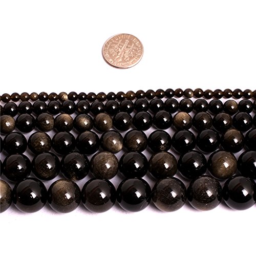 Shg Store Round Natural Golden Obsidian Gemstone Loose Beads Strand 15 Inch Beads For Jewelry Making (4Mm Golden) #TOP2