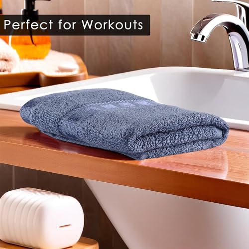 Image of Kuber Industries Pack of 6 Cotton Hand /Face Towels For Men & Women | Easily Washable | Workout Gym Napkins For Men | Pocket Towel - Dark & Sky Blue