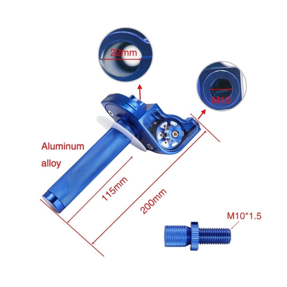 Moto Poignée Poignées D'accélérateur Universelles en Aluminium À Torsion Rapide M10 X 1.5, Guidon Gaz Rotatif De 22mm pour Moto
