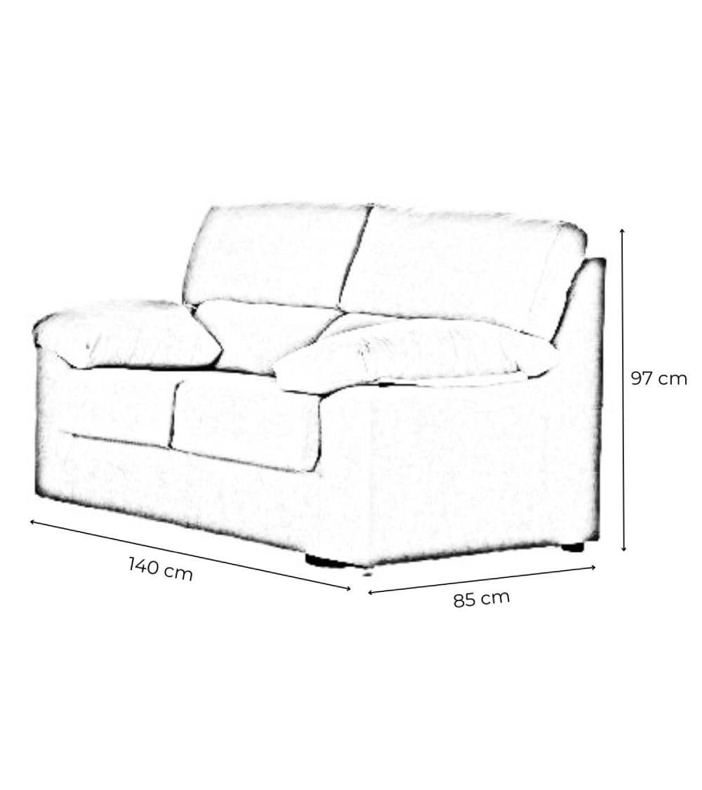 SWEET SOFA® - Sofá 2 plazas 140 cm Denver, sofá tapizado Antimanchas Gris Claro, sofá desenfundable Estructura Madera (97 Altura x 85 Prof)