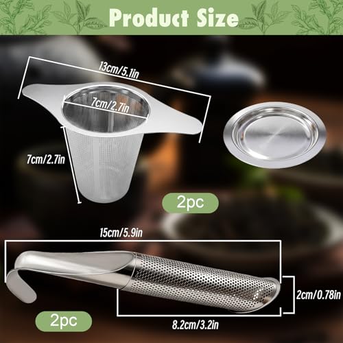 Premium 4-Piece Stainless Steel Tea Strainer Set for Loose Leaf Infusion – Extra Fine Mesh Reusable Filters for Teapots, Mugs & Travel - Image 2