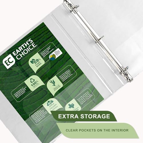 Image of Samsill Earth's Choice, 1 inch Durable D-Ring View Binder, USDA Certified Biobased, Eco-Friendly, White, 2 Pack