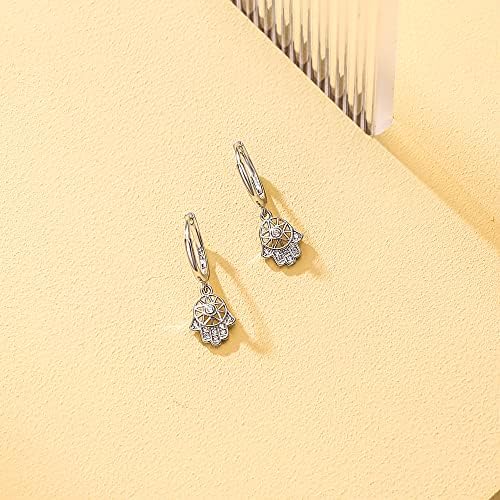 EVER FAITH 925 Sterling Silver CZ Dainty Dangle Hoop Earrings Jewelry Gift for Women Girls