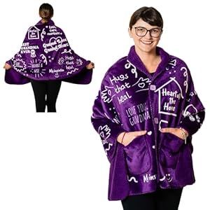 Premium Double Layer Poncho Blanket Poncho Gifts for Grandma -No Sleeves- Best Grandma Ever – Gifts from Grandkids (Grandma)