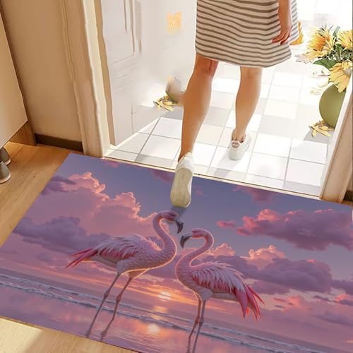 Tapis Flamants Roses 60x90 : Solution Antidérapante et Lavable