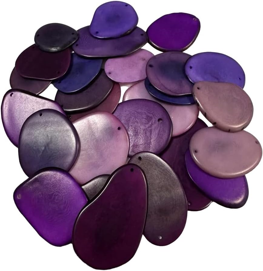 Jewelry Beads, Tagua Nut. Chips, Slides. Beading Jewelry Making Supplies. 100 Beads in 10 Colors. Top & Bottom Drilled. 10 x Each Color. Seed Beads. Pendant Connectors. Organic Natural Beads