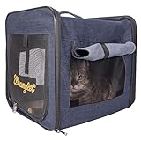 Wrangler Rope Denim Faltbare Hundebox - Tragbare Haustiertragetasche für Katzen & Hunde - Reise Hundebox mit Belüftetem Mesh & Abnehmbarer Sherpa-Basis - Stilvolle Hundetrage für Indoor & Outdoor (XL)