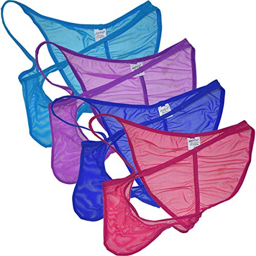 Men Slinky Brazilain Bikini Briefs Underwear Ruched Back See-through Cheeky Briefs