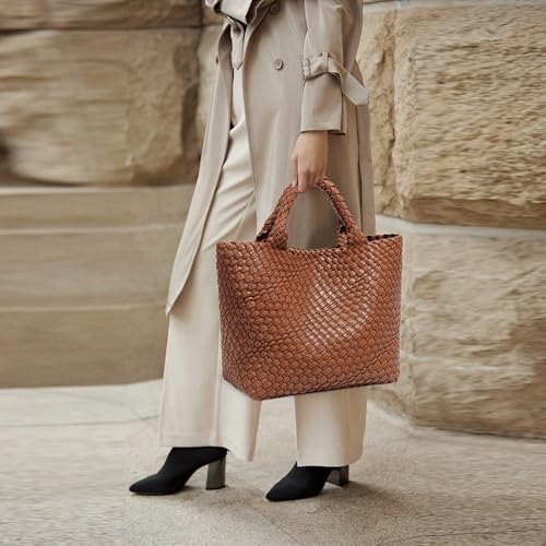 Image of JINMANXUE Fashion Woven Bag Shopper Bag Travel Handbags and Purses Women Tote Bag Large Capacity Shoulder Bags