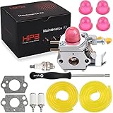 Hipa Carburetor + Tune Up Kit Spark Plug for Craftsman Poulan Weedeater MX550 MX557 P1500 P2500 P3500 TE475 TE475Y XT260 XT700 String Trimmer Brushcutter
