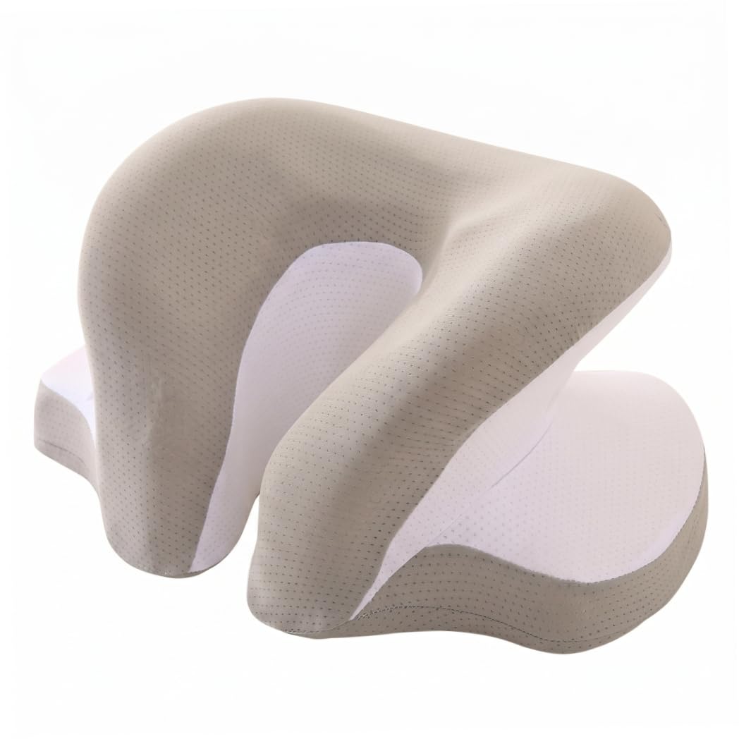 Bemonew Nap Pillow 3D Memory Foam Pillow for Napping with Cooling Ice Silk Cover Comfort Support for Neck and Shoulder Pain Relief, Gray