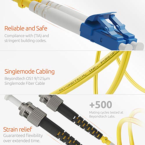 Image of BEYONDTECH 2m (6.56ft) LC to ST Fiber Patch Cable - (2 Pack) UPC Single-Mode Duplex Fiber Optic Cable - 9 /125m core, Compatible with OS1 & OS2 - LSZH PUREOptics Series