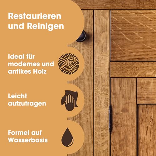 Holzreiniger (250ml) | Holzpflegemittel zum Restaurieren und Reinigen von Holzfußböden, Möbeln, Jalousien, Türen, Terrassen, Holzdecks und vielen anderen Holzoberflächen