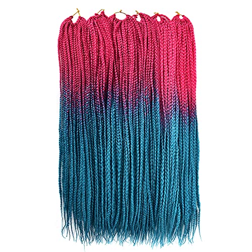 Gottin Hair Box Braids Crochet Hair 6 Packs 24 Inch Blue Ombre Crochet Box Braids Braided 22 Strands Over 60 Colors Gorgeous Crochet Braids Hair Extensions For Black Women (24 Inch, Peachblow/Lake Blue) #TOP1