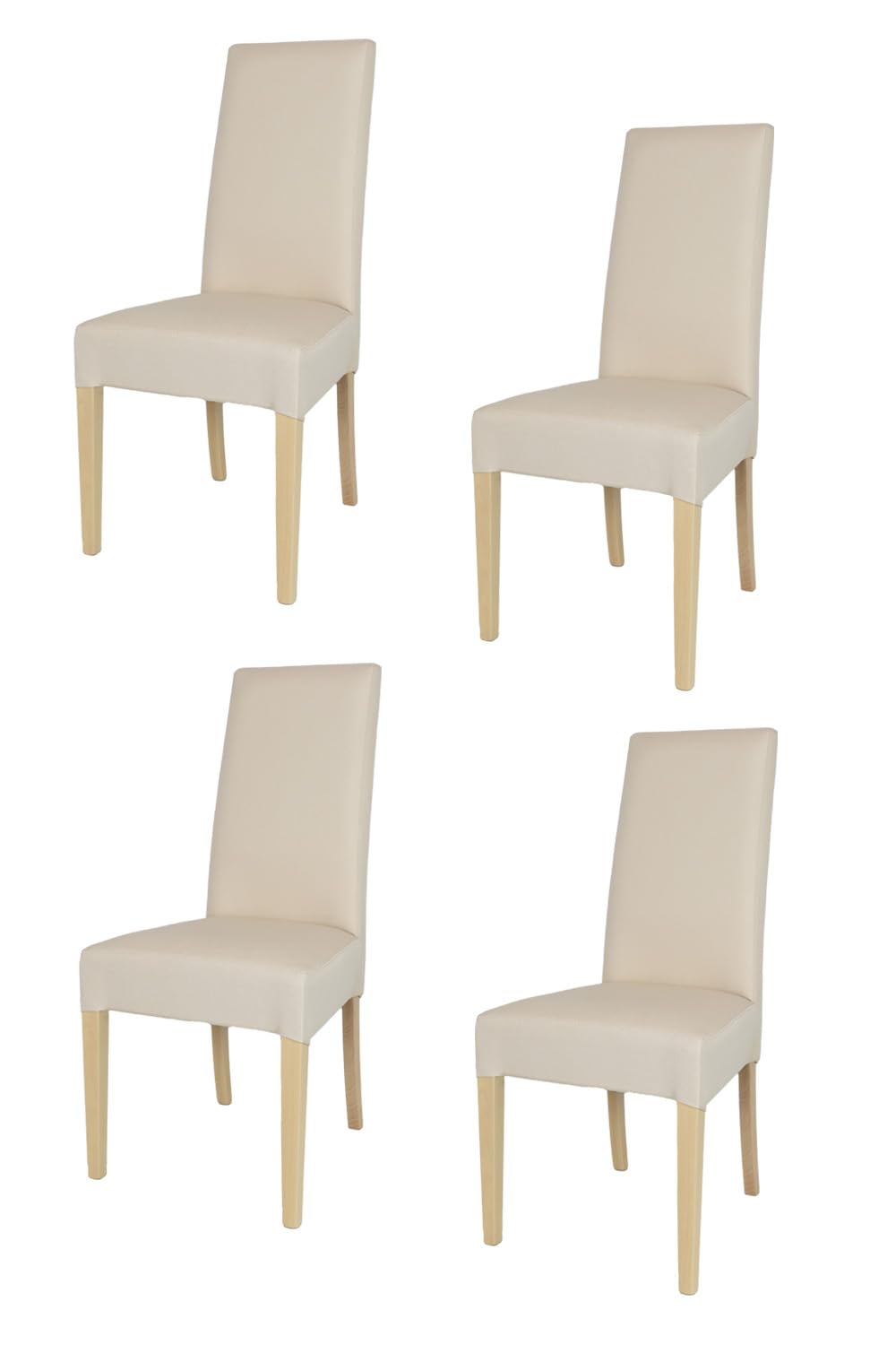 t m c s Tommychairs - Set 4 sillas Chiara para Cocina, Comedor, Bar y Restaurante, solida Estructura en Madera de Haya Color Natural y Asiento tapizado en Tejido Color Marfil