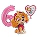 Skye Paw Patrol zestaw balonów z różową liczbą 6 urodziny dziecka, nadaje się do helem, dekoracja na urodziny dziecka, naczynia na imprezę, dekoracja na urodziny, imprezę tematyczną, balony