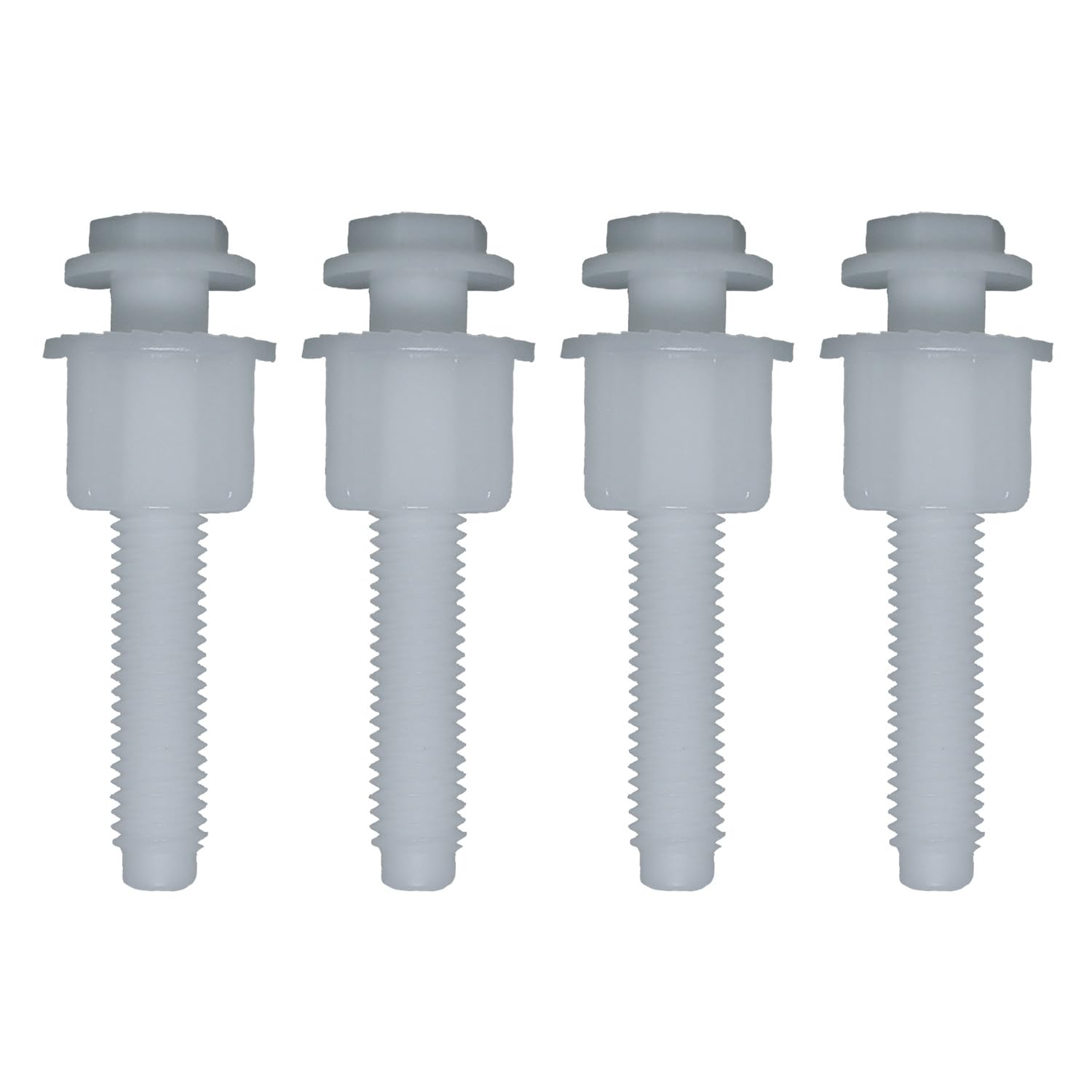 Bxian 4PCS 66mm/2.59inch Universal White Plastic Toilet Seat Components Plastic Toilet Cover Hinge Screw Suitable for Toilet