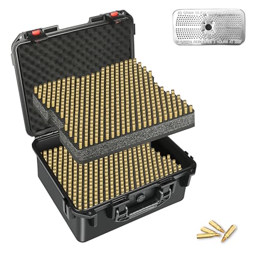 Caixa de armazenamento de munição de 5,56 mm: estojo de rifle impermeável de 2 camadas para .223, .308, 7.62 NATO, 6.5 Creedmoor Ammos, grande organizador de bala rígido com inserção de espuma