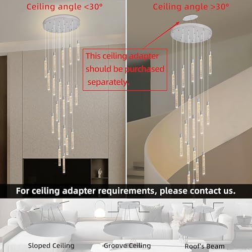 Image of 20-Lights Bubble Crystal Chandelier for Entryway High Ceiling,Chrome