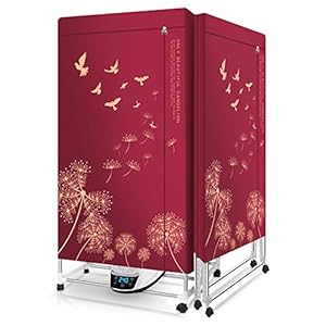 Asciugatrice Multifunzione Pieghevole 1500W,Asciugabiancheria A Risparmio Energetico Anionico,Stendibiancheria Elettrico Portatile,Timer Automatico Digitale Con Modalità Rapida Ed Efficiente,Rosso