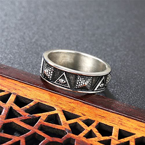 Bague pyramide égyptienne acier titane style rétro - 4
