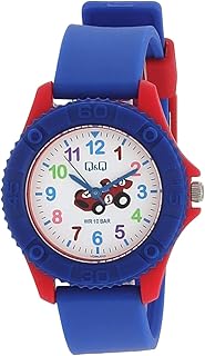 ساعة كيو اند اليابان بانالوج من الراتنج للاطفال سيتيزن VQ96J023Y أزرق تناظري الأولاد
