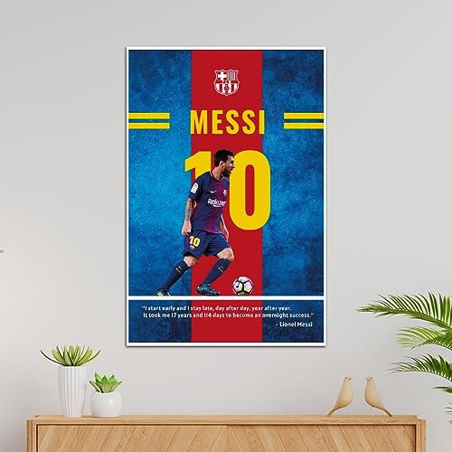 Image of TenorArts Lionel Messi Poster Barcelona Quotes Wall Posters Adhesives on back with Thick 300 GSM Matt Finish Papers (18inches x 12inches)