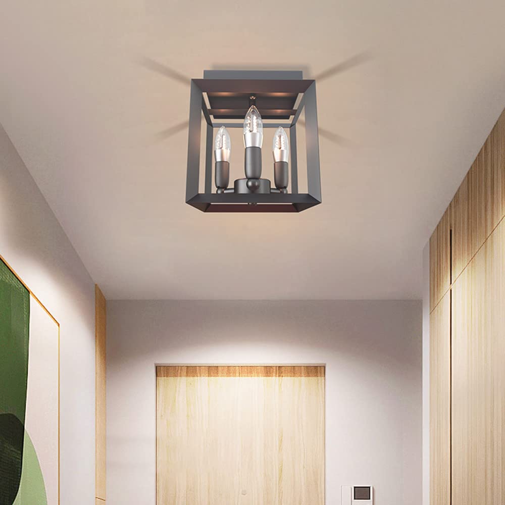 Jadssox czarna lampa sufitowa do montażu podtynkowego kuchnia blisko lampy sufitowej, oprawy oświetleniowe do domu wiejskiego przemysłowy mini żyrandol, lampy sufitowe z kwadratową metalową klatką do