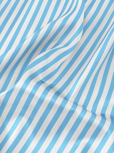 Image of Remidoo Women's Silk Satin Pajama Set Striped Button Up Pjs Short Sleeve Loungewear Blue Large