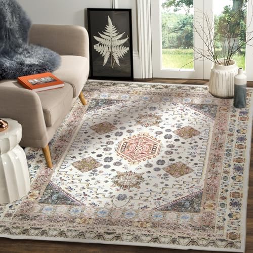 5x7 Rugs for Living Room, Boho Washable Rug for Bedroom, Machine Washable Area Dining Room Rugs for Living Room Kitchen Bedroom Bathroom