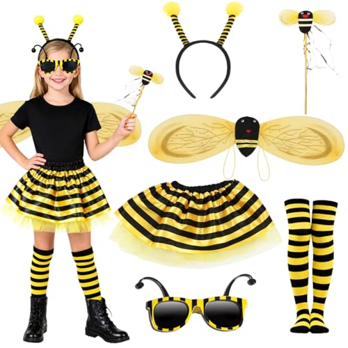 Bienenkostüm Kinder Accessoires, Faschingskostüme Kinder Mädchen, Bienen Kostüm Zubehör mit Bienen Flügel Haarreif...