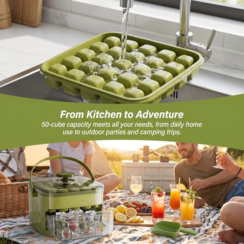 Molde portátil para cubitos de hielo con tapa verde miniatura 5