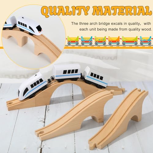 8 pcs wood train track expansion set wooden train bridges straight wooden train track accessories for most major toy train tracks railway
