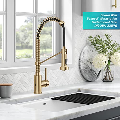 KRAUS Brushed Brass 18 in Touchless Pull Down Kitchen Faucet KSF-1610BB - image 4