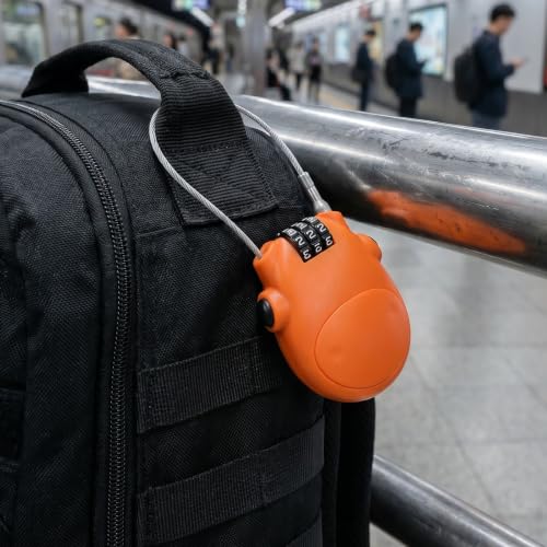 Candado de Cables Retráctil 3 Dígitos Naranja miniatura 6