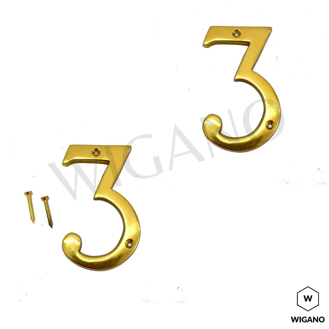 4" House Door Numbers Brass Yellow (Number 3) — Amazon image 4