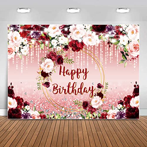 Fondo Fotográfico Sensfun Floral Burdeos 8x6ft miniatura 1