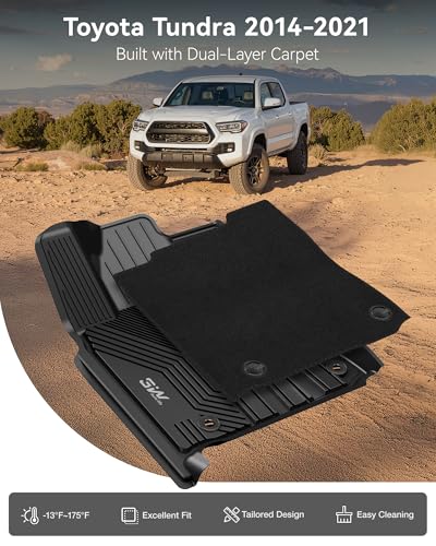 Image of 3W Floor Mats & Carpet Toyota Tundra 2014-2021 CrewMax Cab, TPE All Weather