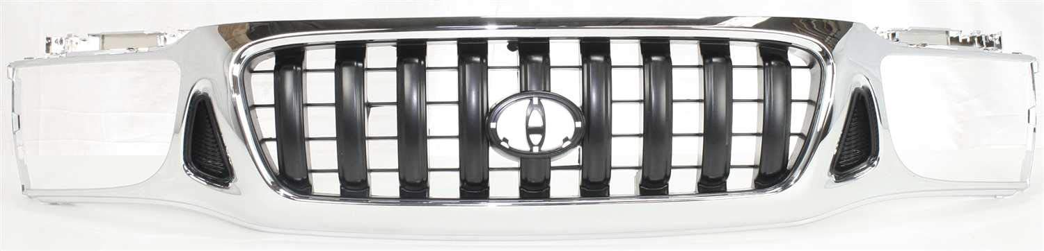 Garage-ProGrille Assembly For Toyota Tacoma 2001-2004, Chrome Shell, Painted Dark Gray Insert, Plastic, Tacoma Grill, Front Grille